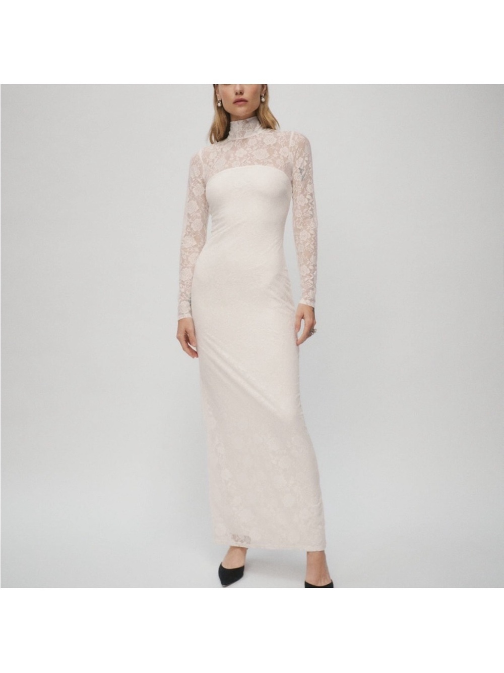Reformation Long Sleeve Lace Maxi Dress in Ivory